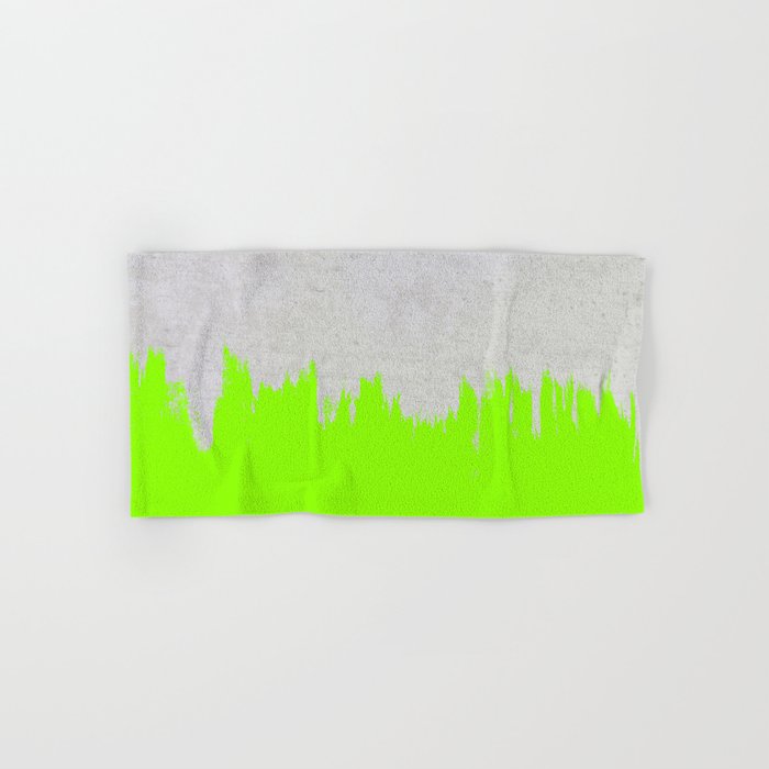 Brushstroke on Concrete Neon Green Hand Bath Towel by Petra
