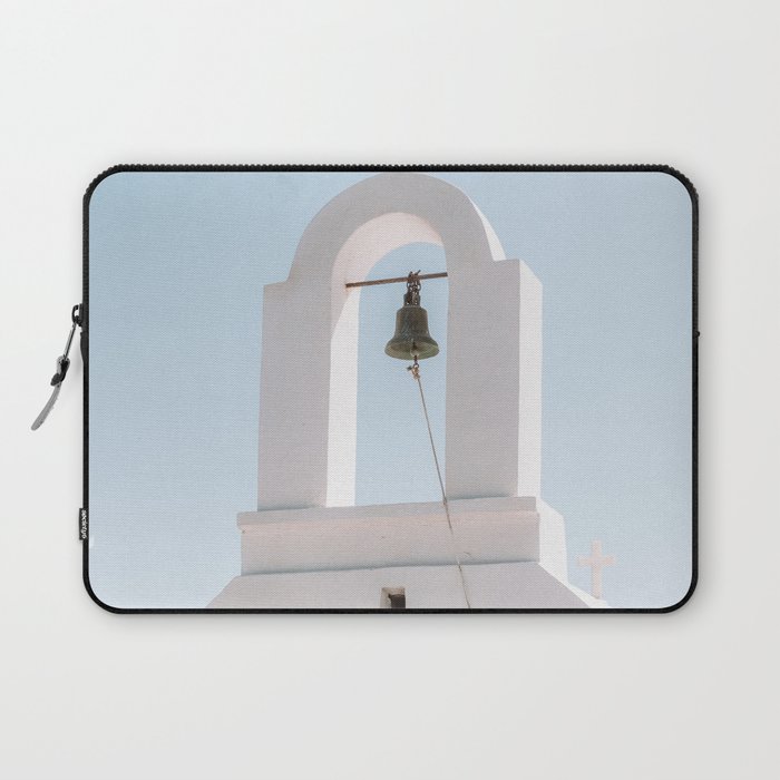 Greek White Church to the Blue Sky | Landscape and Town Travel Photography on the Islands of Greece | European Summer Art Laptop Sleeve