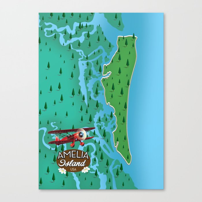 Amelia Island map Canvas Print