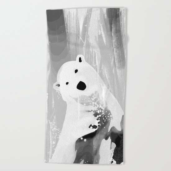 Unique Black and White Polar Bear Design Beach Towel