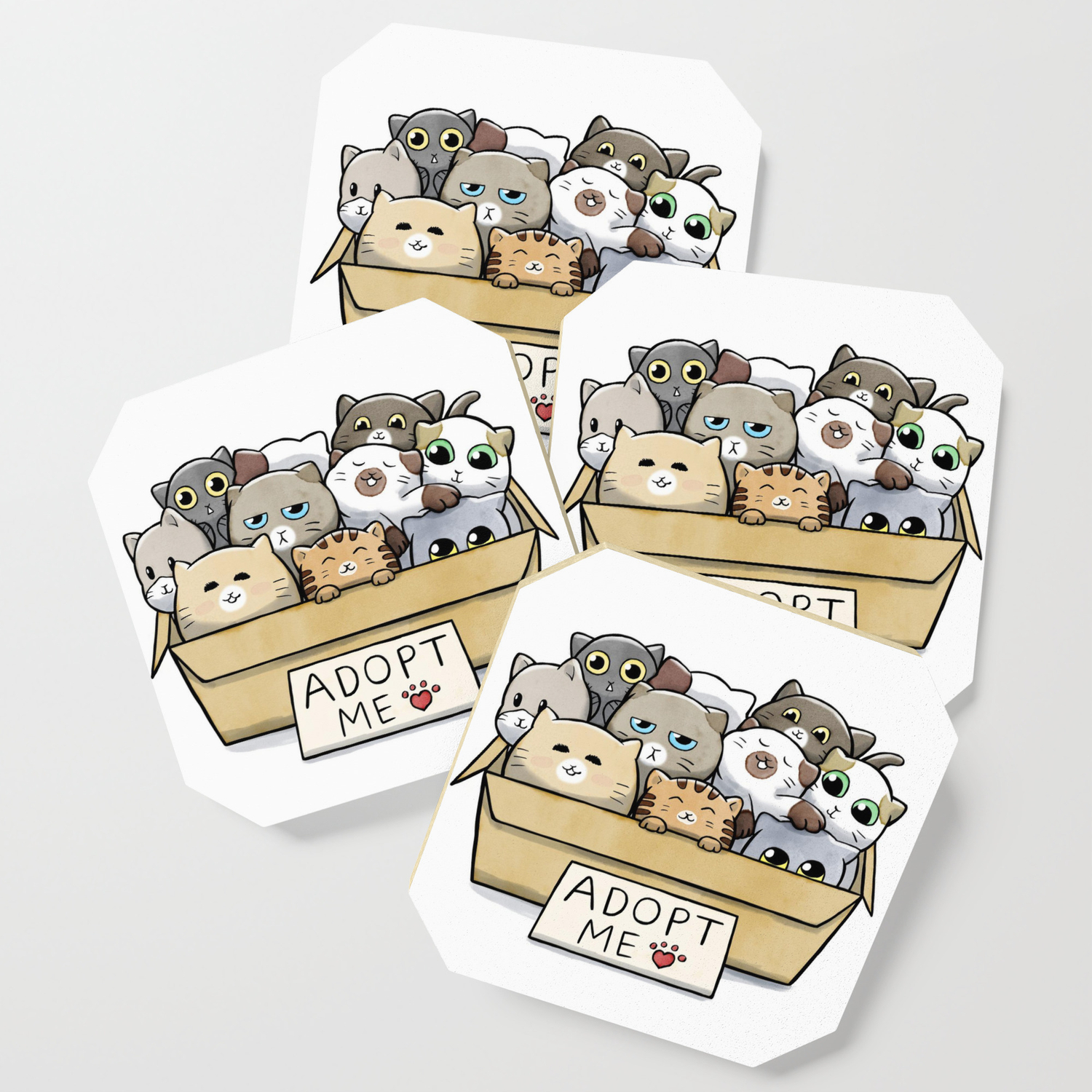 Box Full Of Cats For Adoption Coaster By Guiyukio Society6