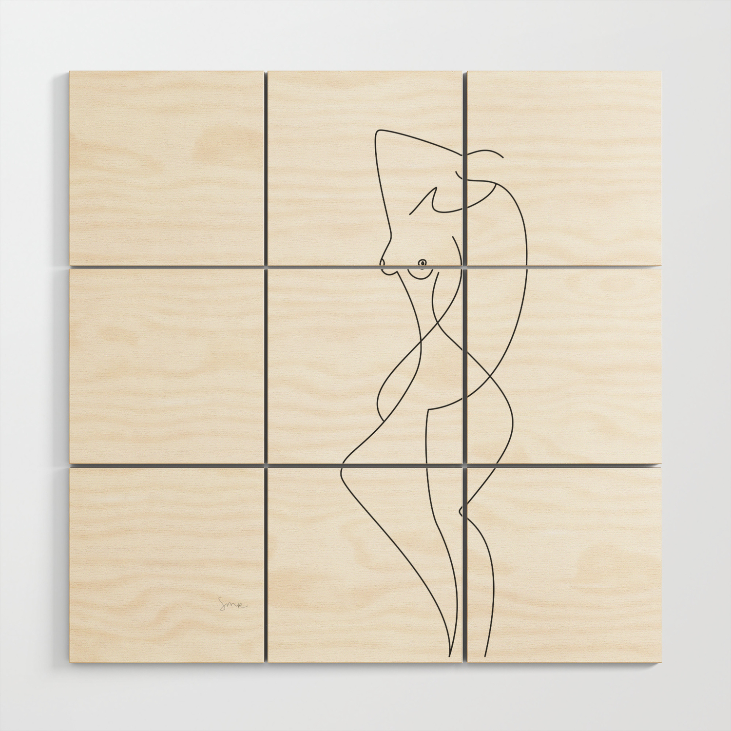Abstract Female Nude Line Art Wood Wall Art By Siretmr Society6