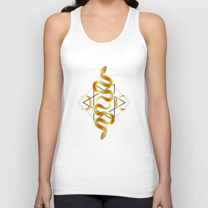 Occult snakes triple goddess fertility symbol gold Tank Top