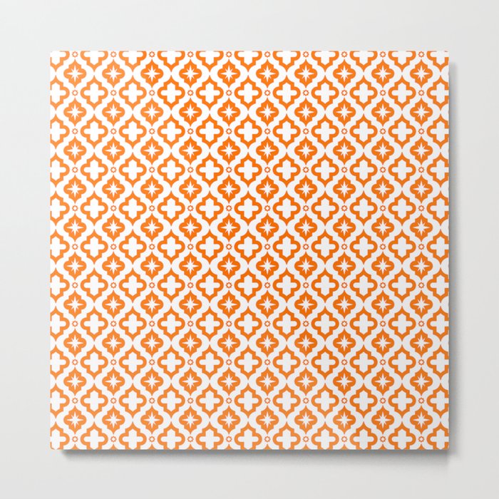 Orange Ornamental Arabic Pattern Metal Print