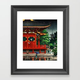 In the rain-Asakusa Sensouji temple Framed Art Print