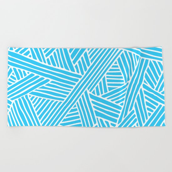 Abstract Teal & white Lines and Triangles Pattern-Mix and Match with Simplicity of Life on #Society6 Beach Towel