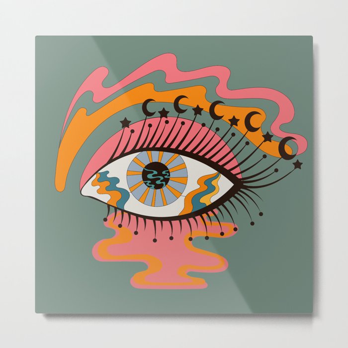 Cosmic Eye Retro 70s, 60s inspired psychedelic Metal Print