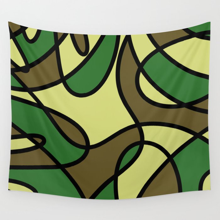 Camo Curves - Abstract, camouflage coloured pattern Wall Tapestry