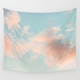 Cotton Candy Clouds - Pastel Nature Photography Wall Tapestry