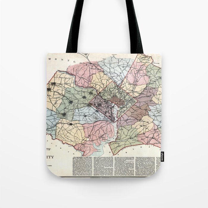  Washington City and surrounding country - 1891 vintage pictorial map  Tote Bag