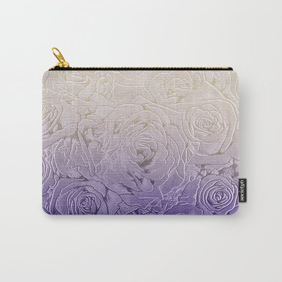 cream roses with purple shade Carry-All Pouch