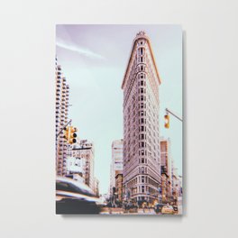 New York City // Retro 124 Metal Print | Skyline, Skyscraper, Pastel, Home, Taxi, Vintage, City, Groovy, Flatiron, Urban 