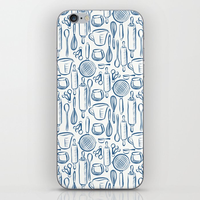 Pastry Tools in Blue and White iPhone Skin