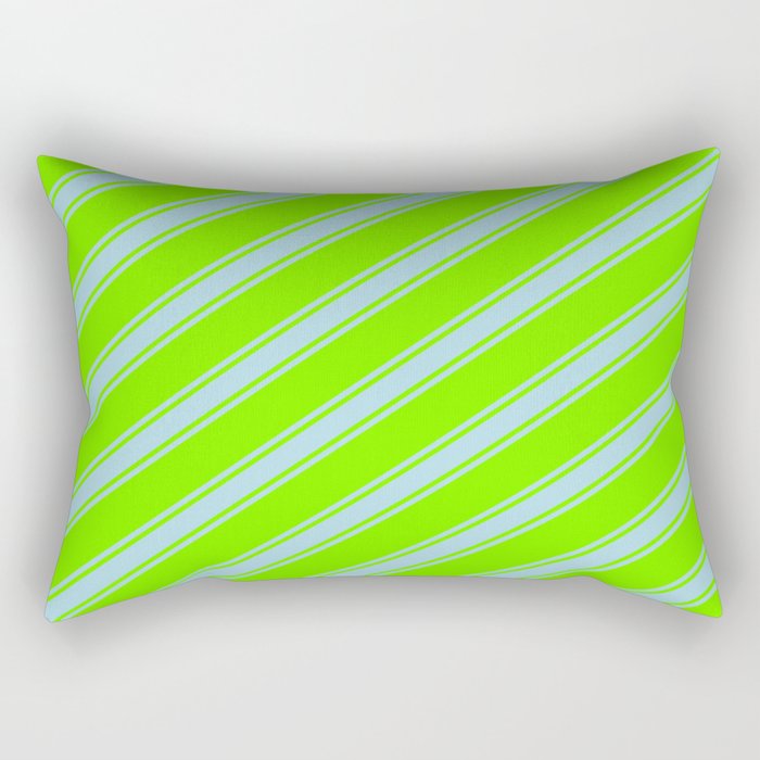 Green & Light Blue Colored Stripes/Lines Pattern Rectangular Pillow