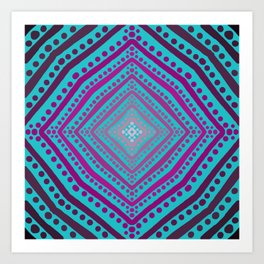 Diamond Dose Art Print | Hypnotic, Graphicdesign, Diamond, Mandala, Purple, Turquoise, Digital 