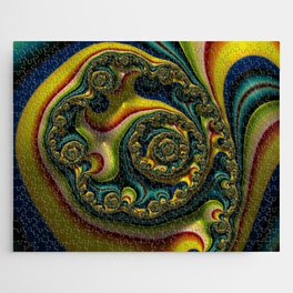 Yellow Spiral fractal art and home decor Jigsaw Puzzle
