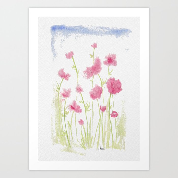 Watercolour Flower Fields Art Print
