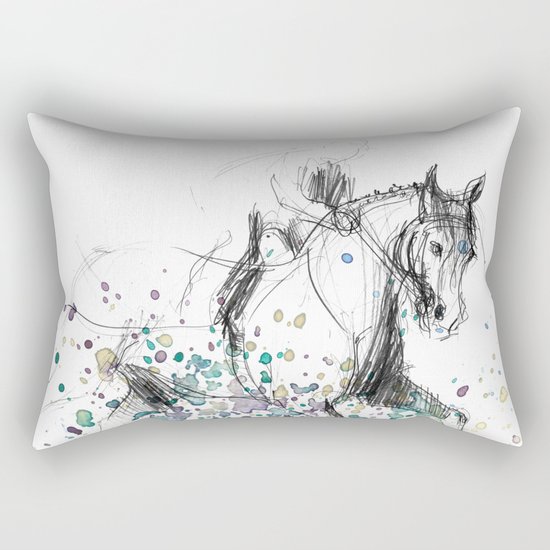 Horse (Rainy canter) Rectangular Pillow