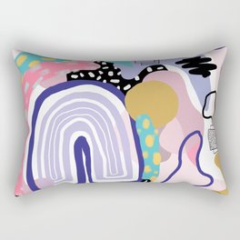 Moving Away Rectangular Pillow | Abstract, Maximalist, Modern, Painting, Contemporary, Rainbow, Digital 
