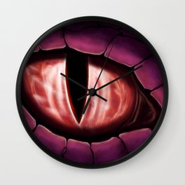 Red Dragon Eye Fantasy Painting Colorful Digital Illustration Wall Clock