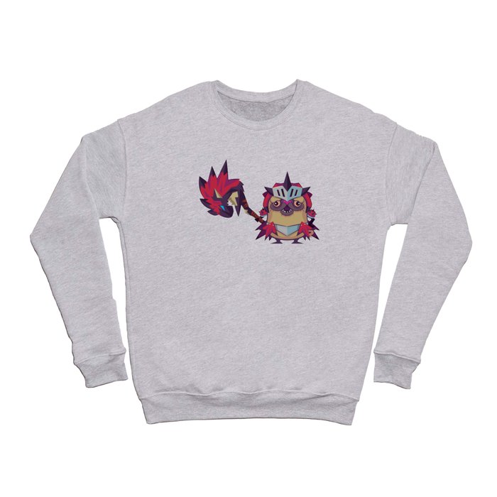 Pixel the Monster Hunting Pug Crewneck Sweatshirt