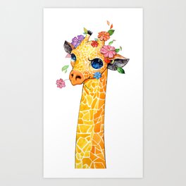 Flower Giraffe Art Print
