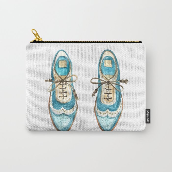 Fancy Brogue Shoes - teal and cream Carry-All Pouch