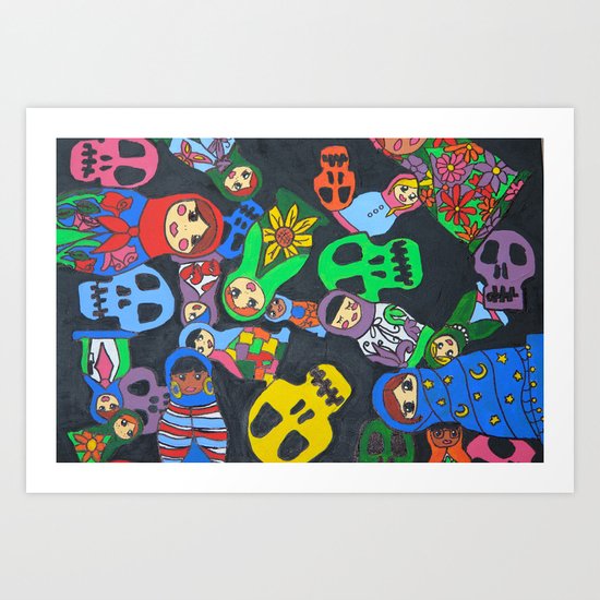 Dolls N Skulls Art Print