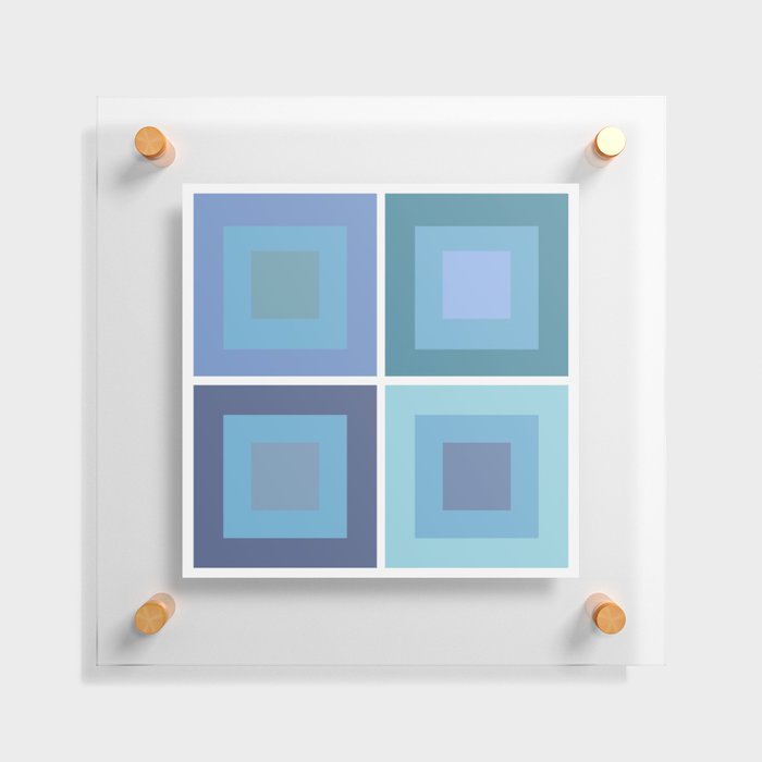 Phoebe - Colorful Minimal Classic Geometric 90s Square Art Design Pattern in Blue  Floating Acrylic Print
