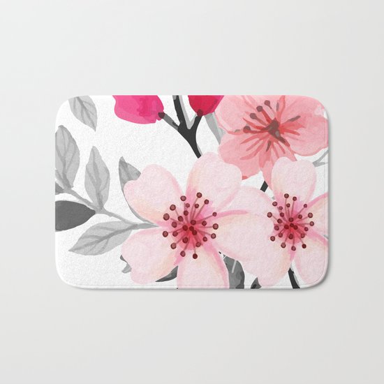 FLOWERS WATERCOLOR 11 Bath Mat