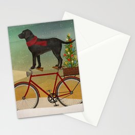 Labrador Dog Christmas Bicycle Stationery Card