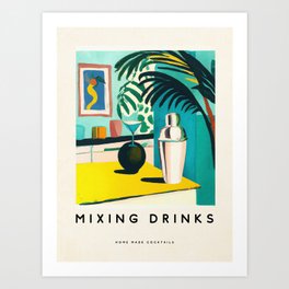 Mixing Drinks at Home Retro Cocktail Bar Art Vintage Art Print