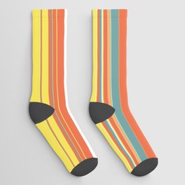 Yellow Orange Green Stripes Socks