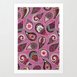 paisley peony pink limited Art Print