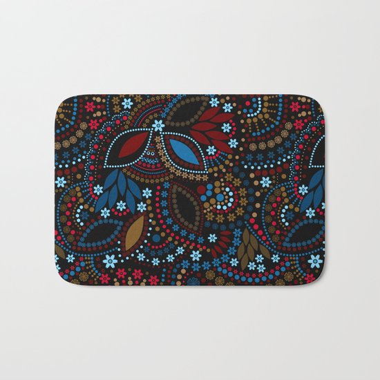 Scattering beads . Black background Country . Bath Mat