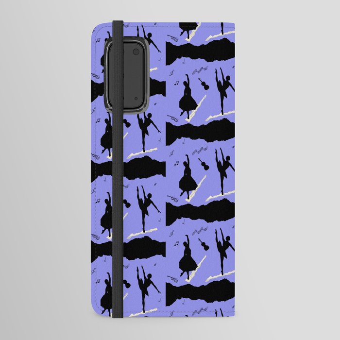 Two ballerina figures in black on blue paper Android Wallet Case