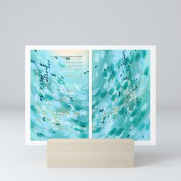 Book pages teal wave Mini Art Print