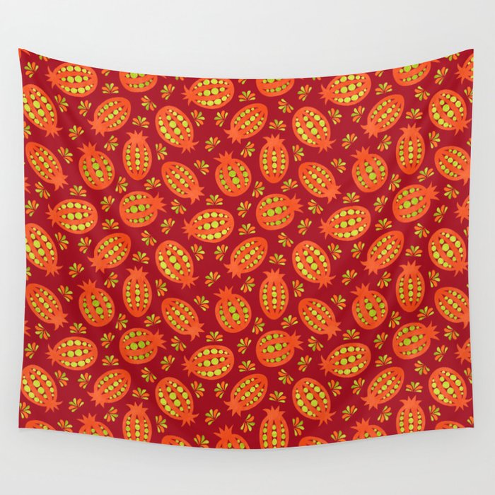 Red Luxe Seed Pods Wall Tapestry