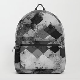 psychedelic geometric square pixel pattern abstract background in black and white Backpack