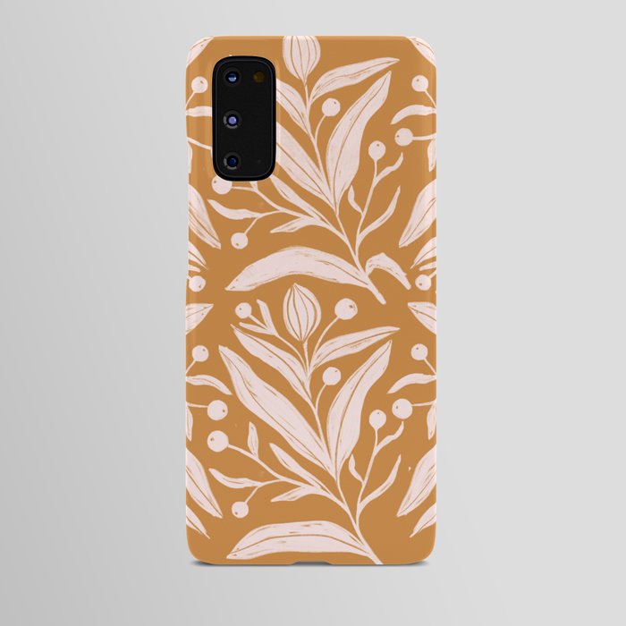 Modern minimalistic floral art on ochre Android Case