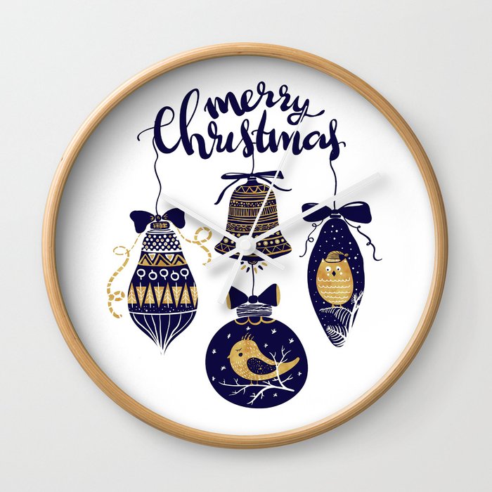 Merry Christmas and Happy New Year pattern Wall Clock