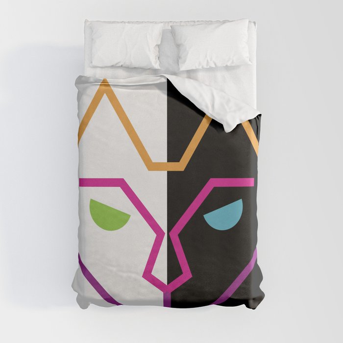 Abstract Multicolored Cat Duvet Cover