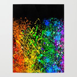 Black Rainbow Color Splatter Poster