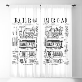 Railroad Railway Steam Locomotive Train Vintage Patent Print Blackout Curtain