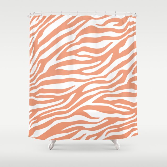 Coral Zebra Animal Print Shower Curtain