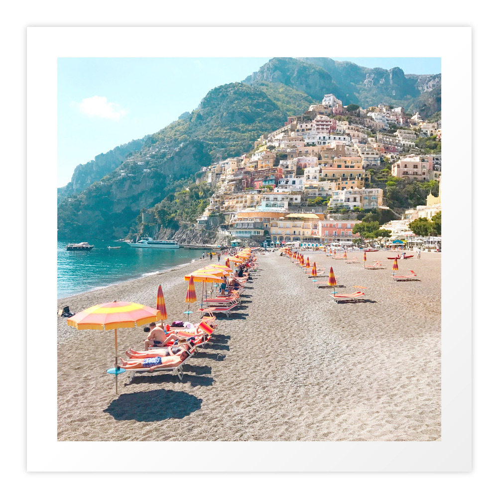 Perfect Beach Day - Positano, Italy Art Print by ashleyestrin