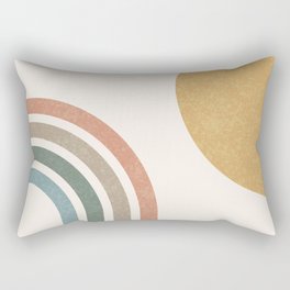 Mid Century Colorful Sun & Rainbow Rectangular Pillow