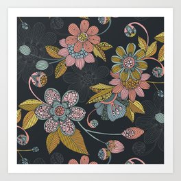 Alba - Flower Pattern Art Print