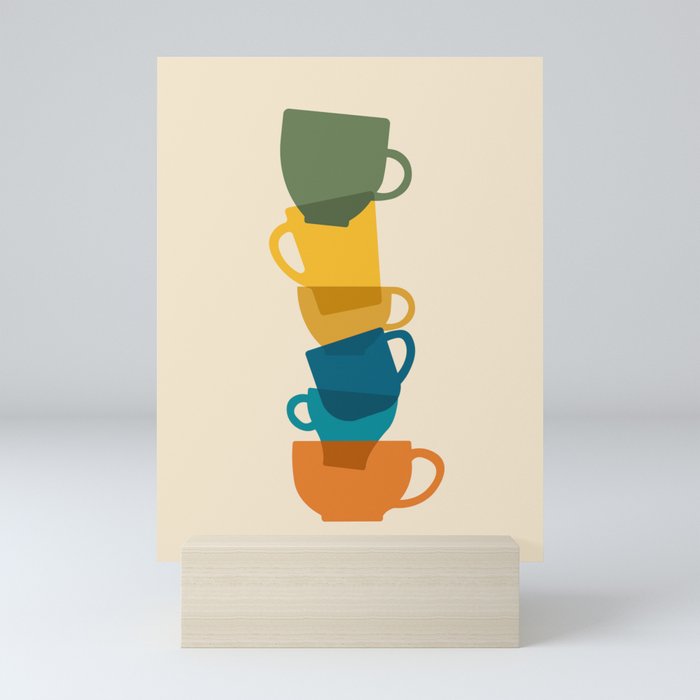 Stack of Teacups and Mugs Mini Art Print