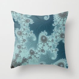 Tepid Teal - Fractal Geometric Art  Throw Pillow